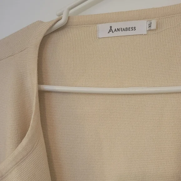 Anrabess Elegant Cream Open Front Sweater - Picture 4 of 4